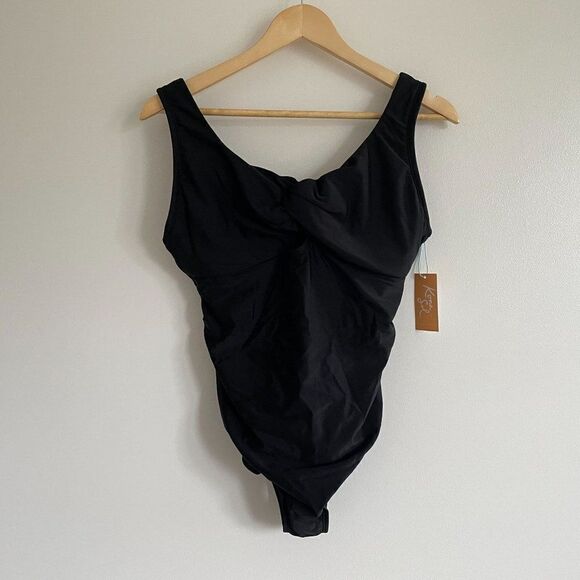 Kona Sol Womens One Piece Black Keyhole Swimsuit - Picture 1 of 7